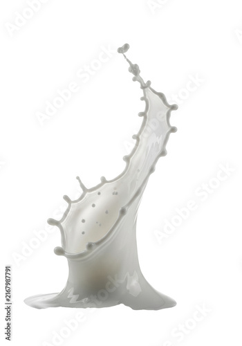 transparent milky liquid dynamically splashing mid-air, forming swirling waves and scattering droplets, against a white studio background, concept of purity and natural vitality