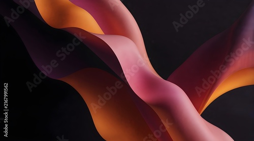 Abstract Pink Purple Orange Flowing Waves Background
