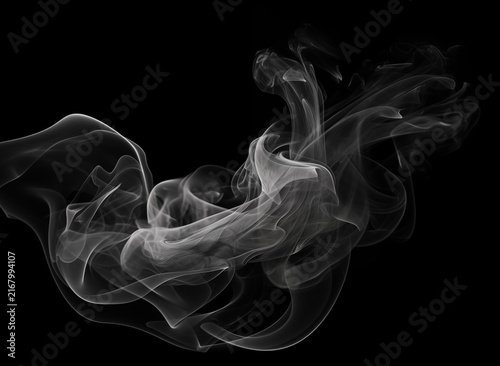 Abstract white smoke swirls over solid black background create ethereal smoke waves ideal for gothic graphic designs spooky poster illustrations and cinematic motion backdrop projects.