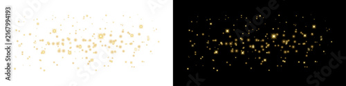 Abstract background featuring a glowing golden light effect with bokeh particles on a dark black surface