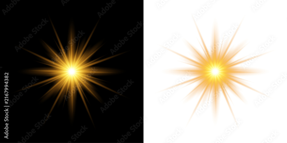 Fototapeta premium A bright glowing starburst light effect isolated on transparent background for design projects