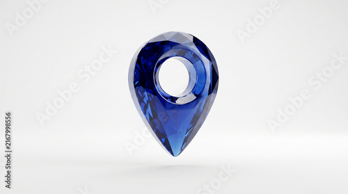 Luxury sapphire Blue location pin 3D icon
