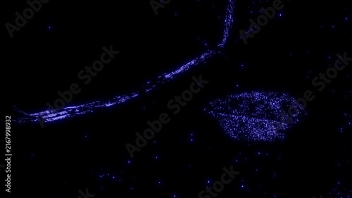 Blue Glowing Particle Trail and Dust Motion Animation on Black Background, Abstract Energy Light Effect for Video Editing and Visual Compositing