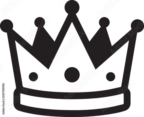 Foto Royal crown symbol black silhouette with dots for king queen princess authority and luxury branding