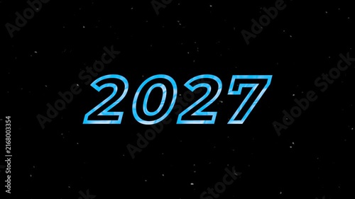 Blue Neon 2027 Text on Black Background