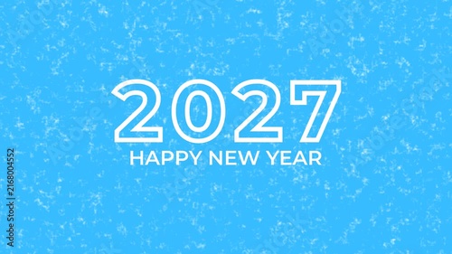 Happy New Year 2027 Greeting on Light Blue Frosty Background
