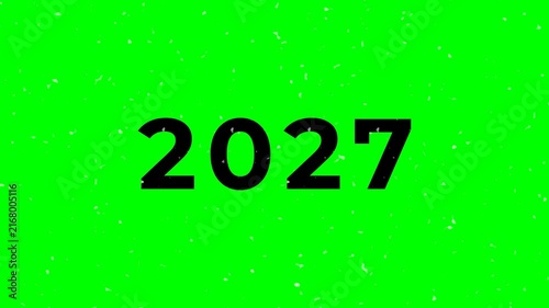 New Year Transition from 2026 to 2027 on Green Screen
