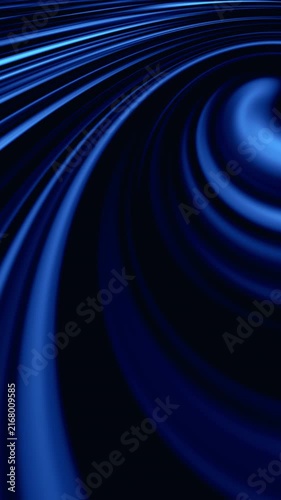 Looping animation of glowing blue light streaks curving across dark background, abstract futuristic energy flow. Seamless loop