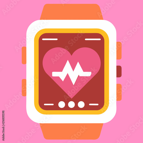 Smartwatch displays a heart rate monitor symbol for health tracking.