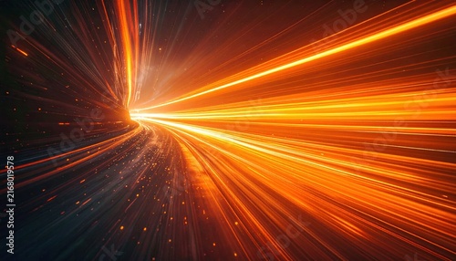 Orange motion blur light streaks with film grain, cinematic transition effect, retro analog photography overlay