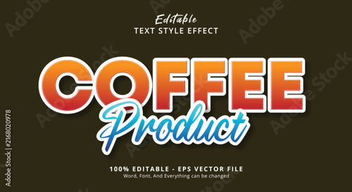 Coffee Product Text Effect Template with Bold Retro Typography for Cafe Branding, Packaging, Poster and Advertising Design