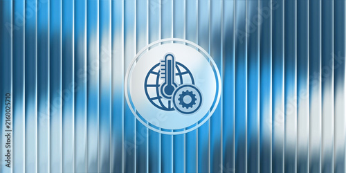 Fotografía This glass effect icon featuring a global thermometer and gear represents technical settings