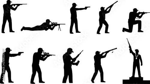 Photography Shooter silhouette vector icon set isolated on transparent background
