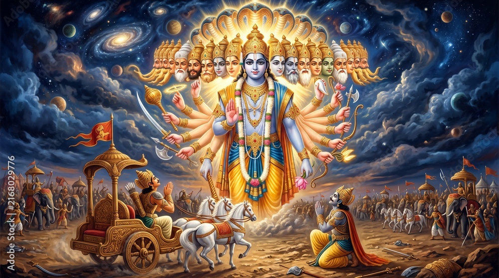 Fototapeta premium Vishwaroop darshan of lord krishna