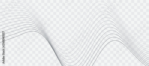 Obraz na płótnie Abstract wavy lines background. Dynamic modern gradient gray curve pattern vector.
