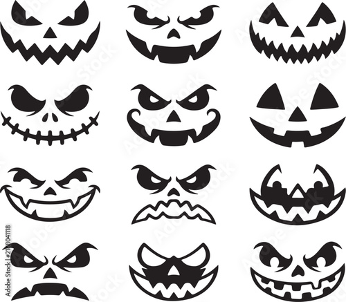 Pumpkin Faces  Jack O Lantern Carving Stencils Cut Files Bundle