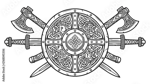 Viking Battle Gear Emblem Isolated
