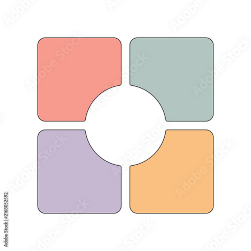 Minimalist 4 Step Infographic Template with Pastel Square Elements and Central Circle