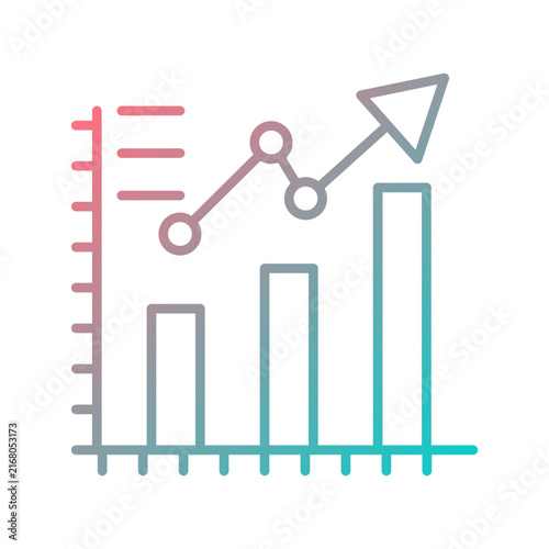Business Growth Graph Icon - Statistical Bar and Line Chart with Upward Arrow Gradient