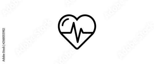 Heart Shaped Electrocardiogram Line Icon Transparent Background