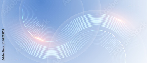 Abstract blue background with rounded geometric line shapes.
