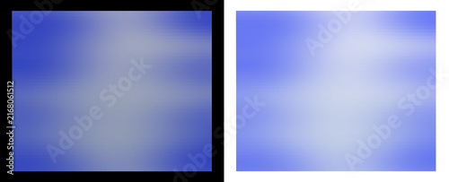 two side-by-side video or digital screens showing a soft, abstract blue gradient with a lighter center and darker blue edges