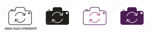Rotate camera icon set, swap between rear and front camera . Vector illustration.