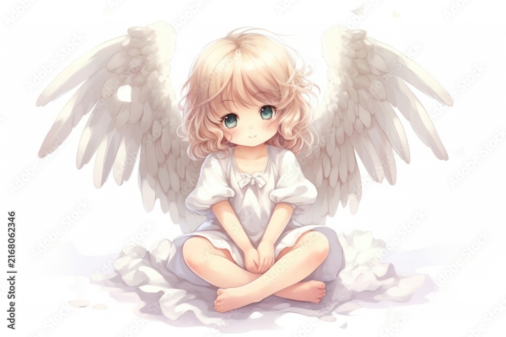 Fototapeta premium Child angel representation spirituality cross-legged.