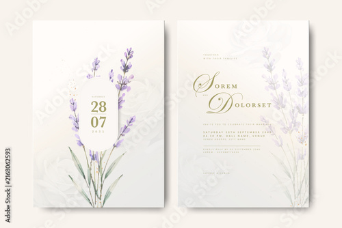 elegant invitation card with peonies watercolor
