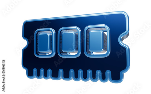 Obraz na plátně RAM Module Icon: A stylized 3D rendering of a blue RAM module, representing computer memory and data storage
