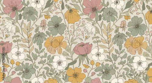 Retro colorful small flower seamless pattern background