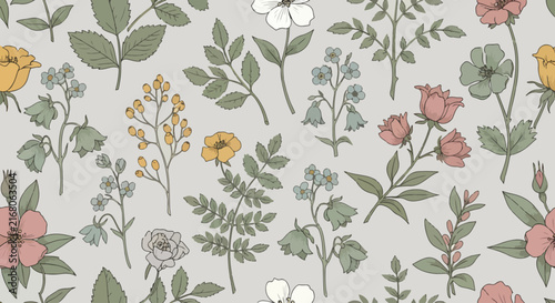 Retro colorful small flower design pattern background
