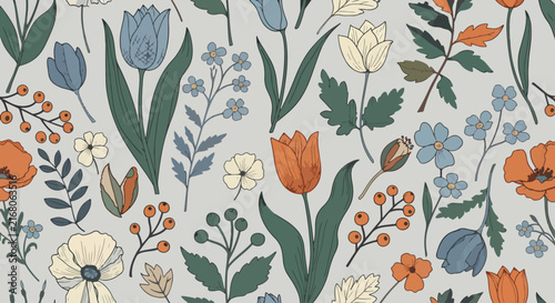 Retro colorful flower seamless vector eps design