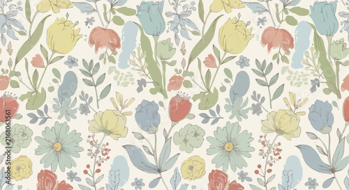Retro vintage vector eps colorful flower pattern