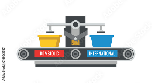 Automated Logistics Sorting System for Domestic and International Shipping Illustration