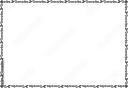 Black and White Elegant Swirl Ornamental Border, Decorative rectangular page frame Vintage Corner with Curved Scroll Design for Certificates and Invitations




