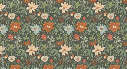 Vintage vector eps colorful flower design pattern