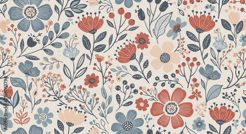 Vintage vector eps hand drawn floral design