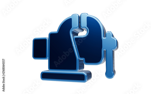 Blue Vise Icon: A 3D rendered icon of a blue vise, a tool used for holding objects firmly in place, symbolizing strength and precision in industrial applications.
