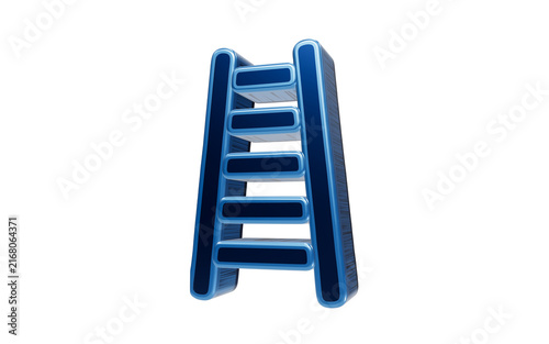 Blue Ladder Icon: A stylized blue ladder, representing steps towards success and progress, stands isolated against a clean background.