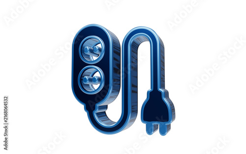 Electric Power Symbol: A stylized blue electric plug and cord connected to a light fixture, representing energy and power.