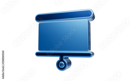 Blue Projector Screen Icon: A simple, modern 3D icon representing a blue projector screen, perfect for presentations and technology-related concepts.