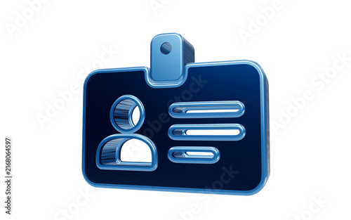 ID Card Icon: A stylized blue icon representing an ID card, featuring a silhouette of a person and lines for personal information, on a clean white background.