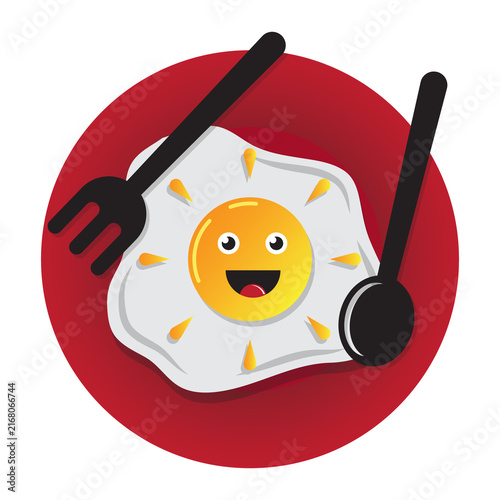 Cute Cartoon Fried Egg Icon