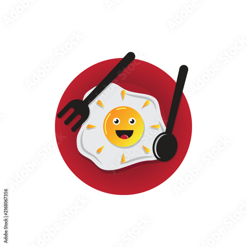 Cute Cartoon Fried Egg Illustration