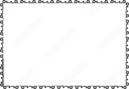 Black and White Elegant Swirl Ornamental Border, Decorative rectangular page frame Vintage Corner with Curved Scroll Design for Certificates and Invitations




