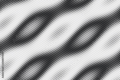 Foto Black and white diagonal lines, repeating parallel stripes pattern with varying