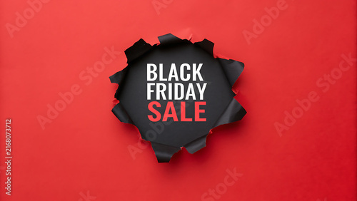 Black Friday sale badge icon on vibrant red background for retail marketing promotions