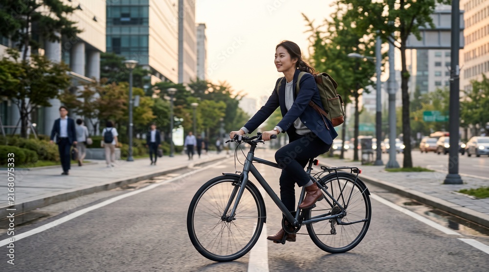 Fototapeta premium Morning Bicycle Commute
