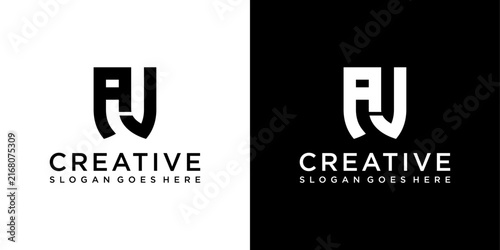 AJ or JA initial letter logo design vector template